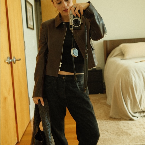 Barely Worn Nour Hammour Dark Brown Leather Jacket for Women - Picture 6 of 6